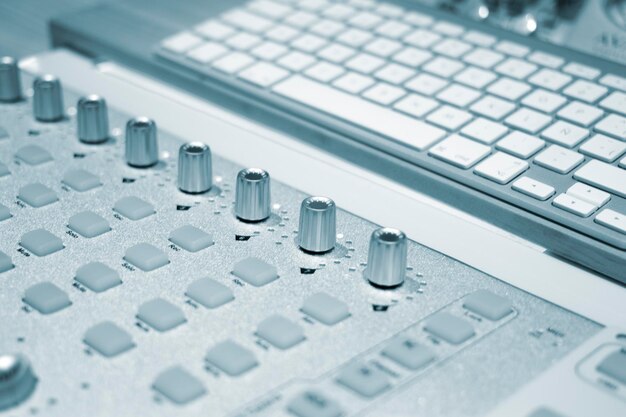 High angle view of buttons