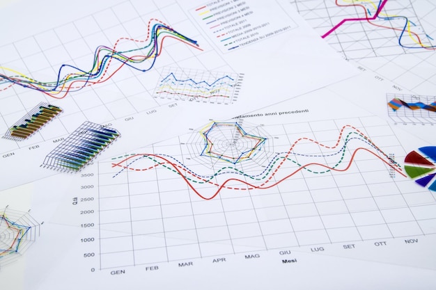 High angle view of charts