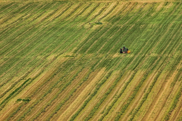 High angle view of tractor on field