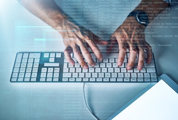 his hands are wellversed in the art of code cropped shot of an unrecognizable male programmer at work