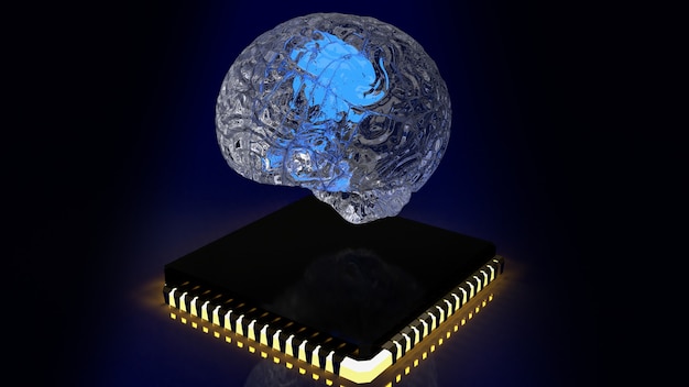 Hjernen og ic for ai eller teknologi koncept 3D-rendering