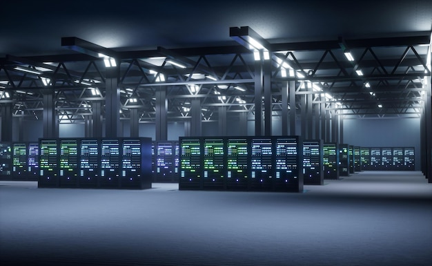 Højteknologisk facilitet designet til at sikre, at vigtige data lagres og behandles sikkert, pålideligt og med høj tilgængelighed. Servere, der kræver massiv computerkraft, 3D-rendering animation.