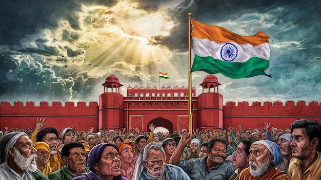 holding nature man concept india flag celebration agriculture indian asian holiday farmer
