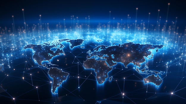 Holographic of digital world map