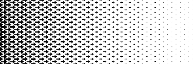 horizontal black halftone of arrow design for pattern and background