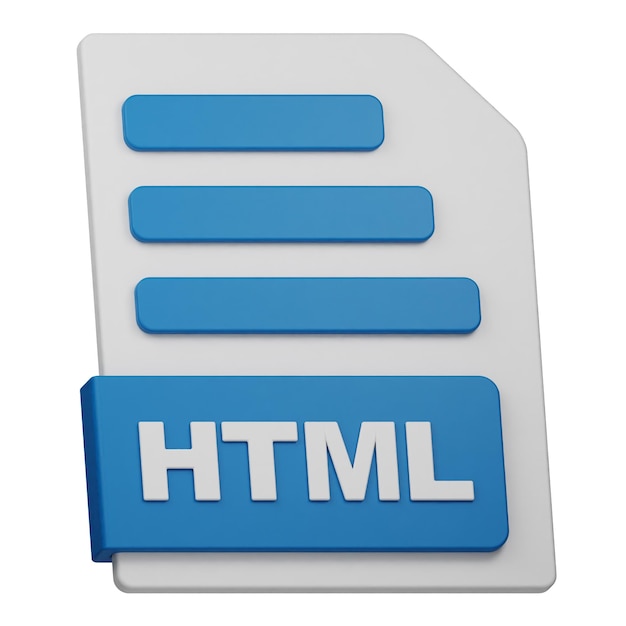 html file 3d icon isolated on the white background