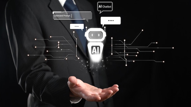 Human interact with ai artificial intelligence virtual assistant faas