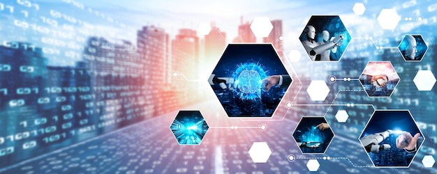 Human interact with ai artificial intelligence virtual assistant nlp robot
