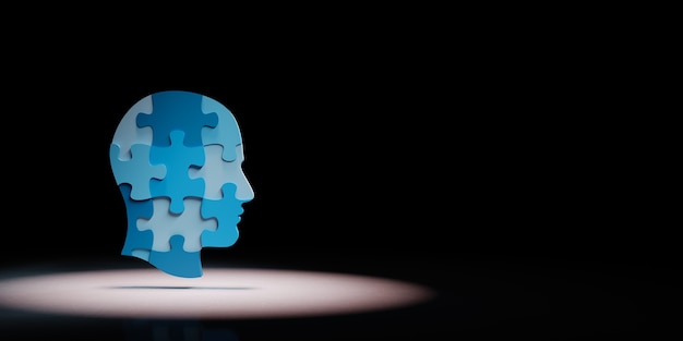Human Puzzle Head Shape in the Spotlight Isolated