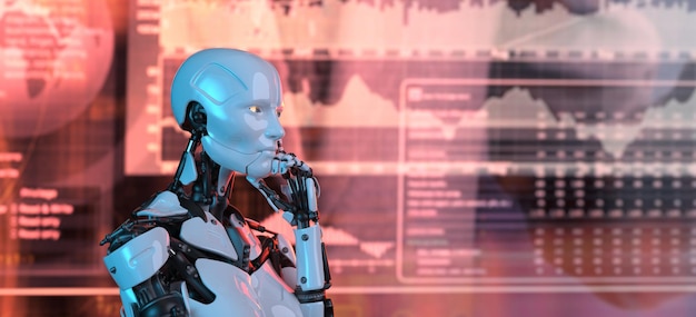 humanmade white artificial intelligence robot to meet future convenience