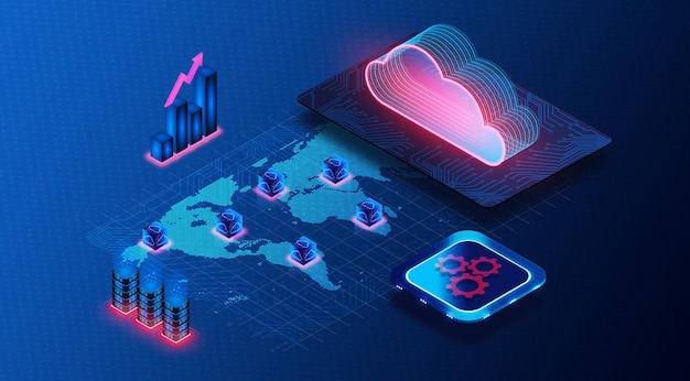 Hyperscaler Cloud Service Provider Concept Hyperscale Computing 3D Illustration