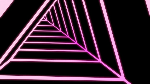 Hypnotic tunnel with neon triangles design moving triangular tunnel with stripes neon cyber tunnel