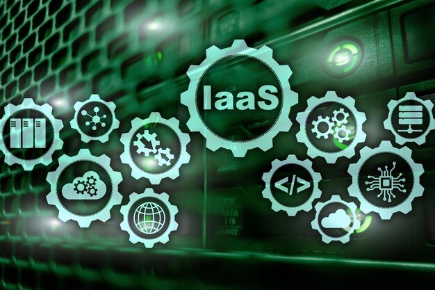 iaas infrastructure as a service online internet and networking concept graph icons on a digital screen