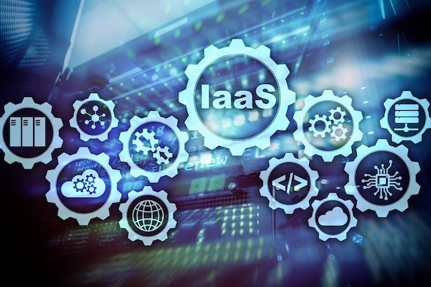 iaas infrastructure as a service online internet and networking concept graph icons on a digital screen