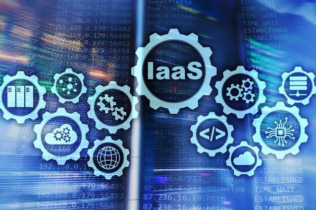 iaas infrastructure as a service online internet and networking concept graph icons on a digital screen