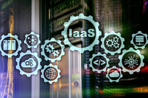iaas, infrastructure as a service. online internet and networking concept. graph icons on a digital screen.