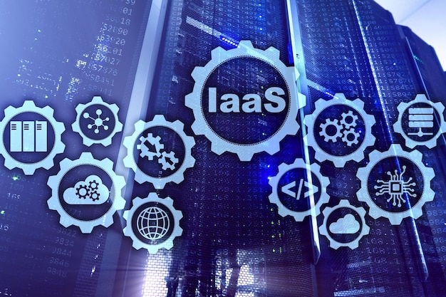 iaas infrastructure as a service online internet and networking concept graph icons on a digital screen