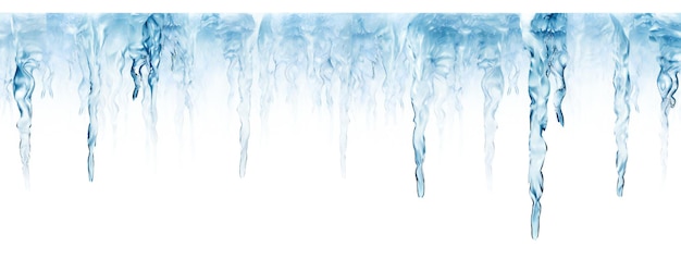 icicles border on white background with empty copy space