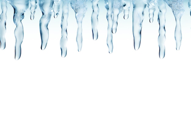 icicles border on white background with empty copy space