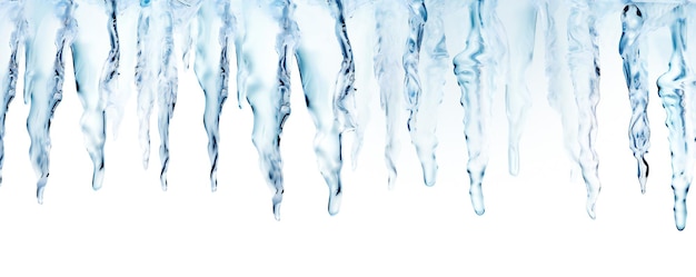 icicles border on white background with empty copy space
