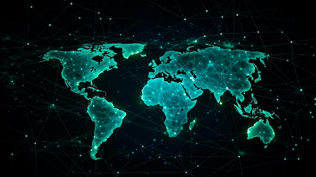 Illustration af globalt digitalt forbundet netværk Generativ AI
