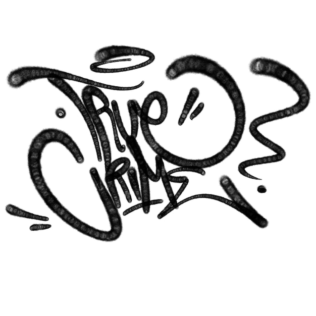 Illustration af sort graffiti-tag med bogstaver fra en spraydåse med aerosolspraymaling