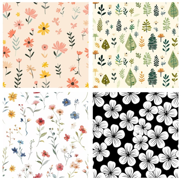 Illustration av färgglada blommönster