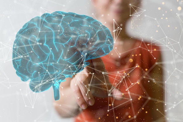 illustration of a brain for medical or hospital background medical technology network concept