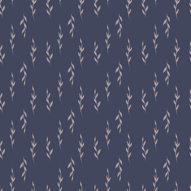illustration of a pattern of twigs drawn in watercolor by hand Print for fabric with natural motifs Picture of twigs leaves environmental pictures