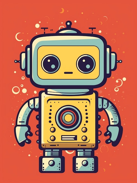 Illustration of a robot with a red background generative ai