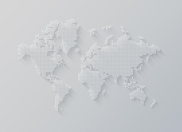 illustration of a world map made of stars on a white background