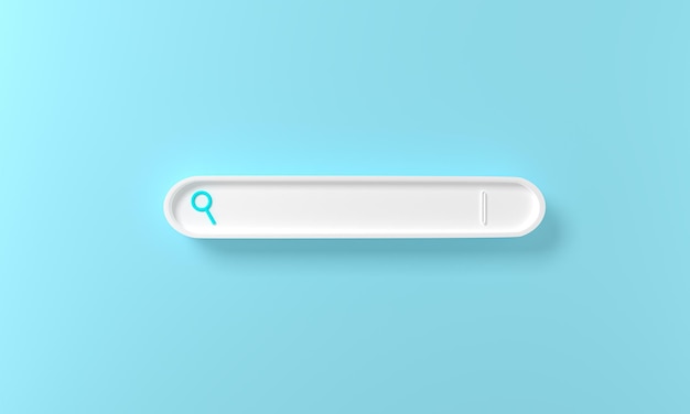 Illustration of minimal blank search bar on blue background web concept 3d rendering Search bar design element Bar for UI 3D bar Browser button for website and UI design