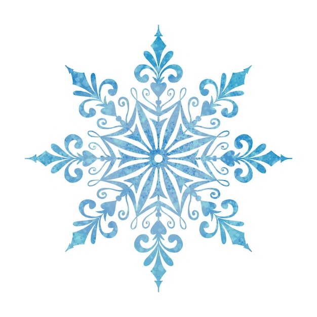 Illustration on white background snowflake watercolor illustration in pastels drawn by hand design