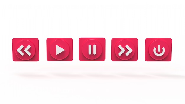 illustration set of music button s concept social media 3d rendered