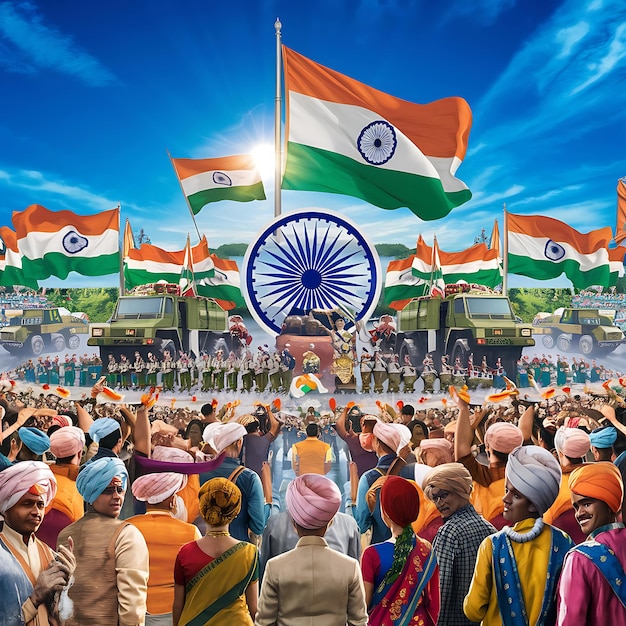 india republic day celebration digital art with people ai generated design
