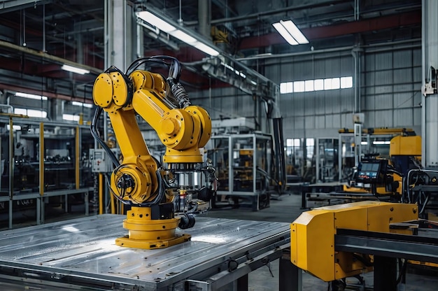 Industrial Robot Arm in Factory