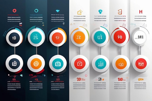 Infografik ikoner för tidslinje med visualiserad företagsdata, designade för abstrakt bakgrundsmall, milstolpeelement, modern diagramprocess och teknologi