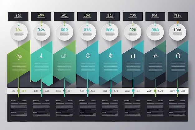 Infografiske ikoner for visualisering af virksomhedsdata, tidslinje, designet til skabelon med abstrakt baggrund