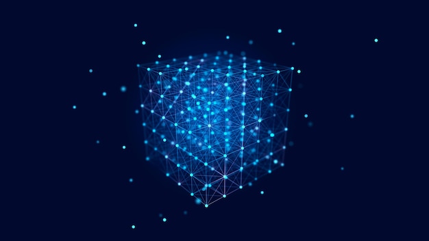 Information storage cells Abstract background with dots and lines Network connection structure