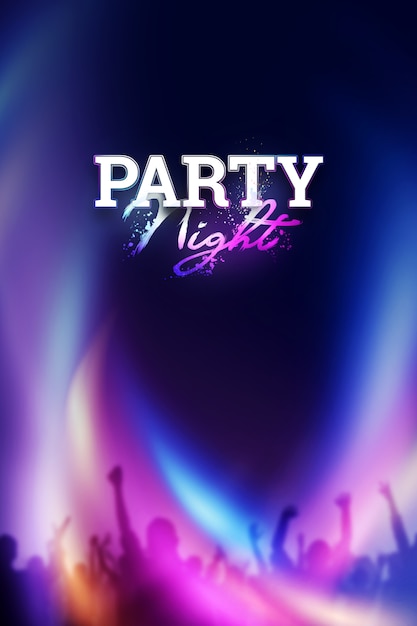 inscription night party on a glowing dark