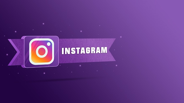 Instagram logo with the inscription on the technological plate 3d
