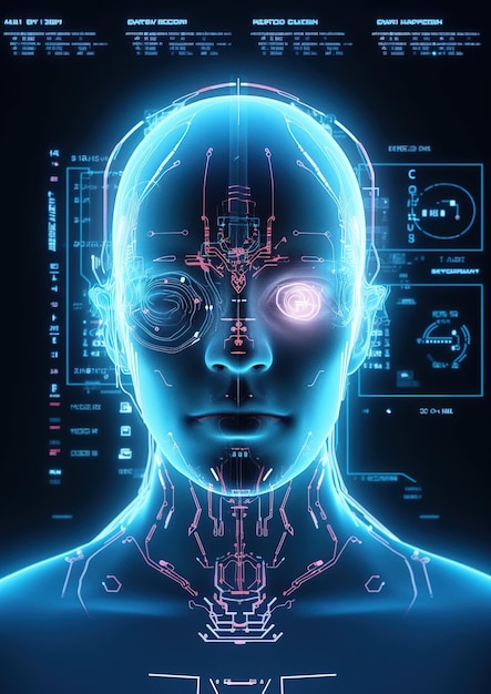 interface Man face Graphical abstract high tech Generative AI