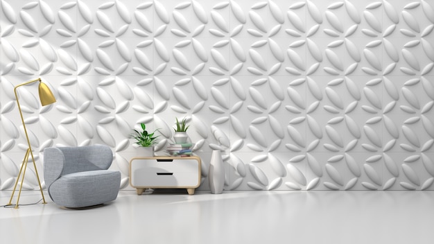Interior Wall Design have armchair and cabinet