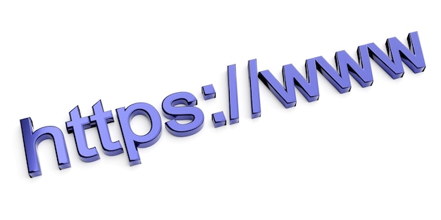 Internet web address https www in search bar of browser Communication concept 3d rendering