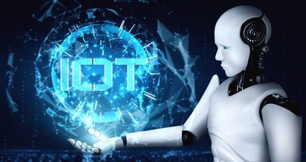 Internetforbindelse styret af AI-robot og maskinlæringsproces