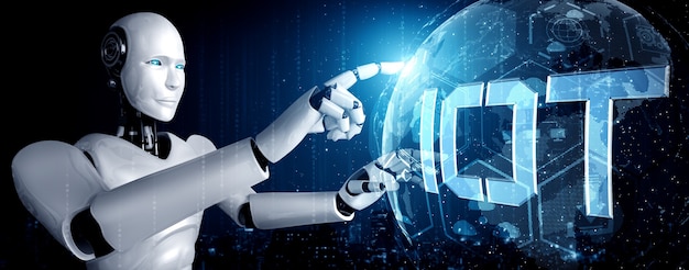 Internetforbindelse styret af AI-robot og maskinlæringsproces