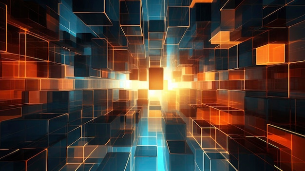 Intersecting lines creating dynamic abstract grid Created with Generative AI technology