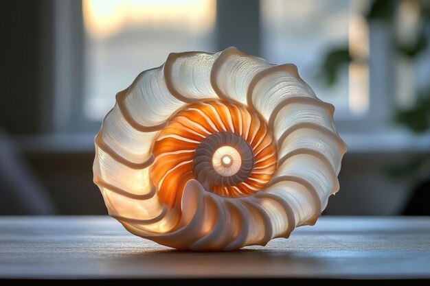 Intricate Details of a Shell Captured in a CloseUp on a Rustic Table