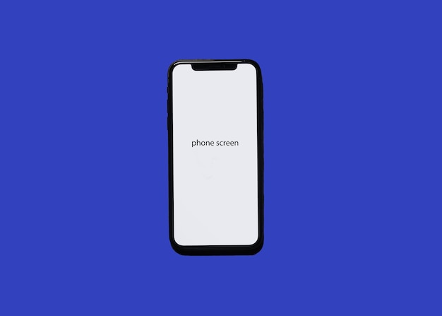 iphone with a blank screen on a blue background