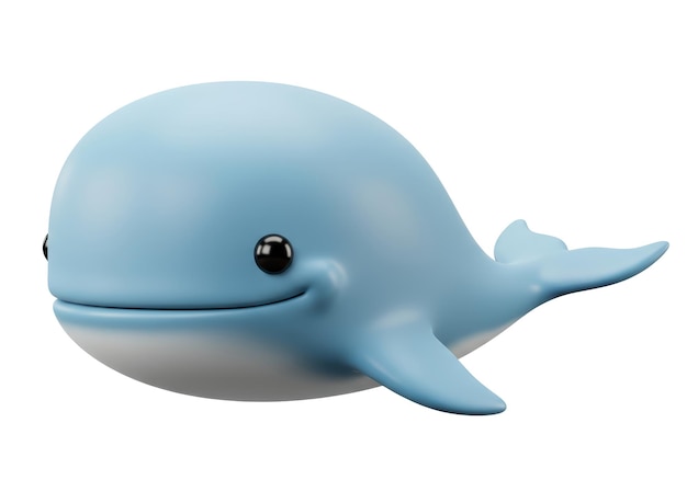 Isolated Cartoon Blue Whale Smiling Ocean